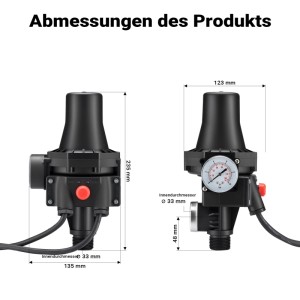 Wiltec Druckschalter Skd-3 230V 1-Phasig Pumpensteuerung Hauswasserwerk