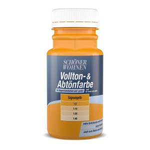 Schöner Wohnen Voll- und Abtönfarbe Signalgelb, 125ml Flasche.