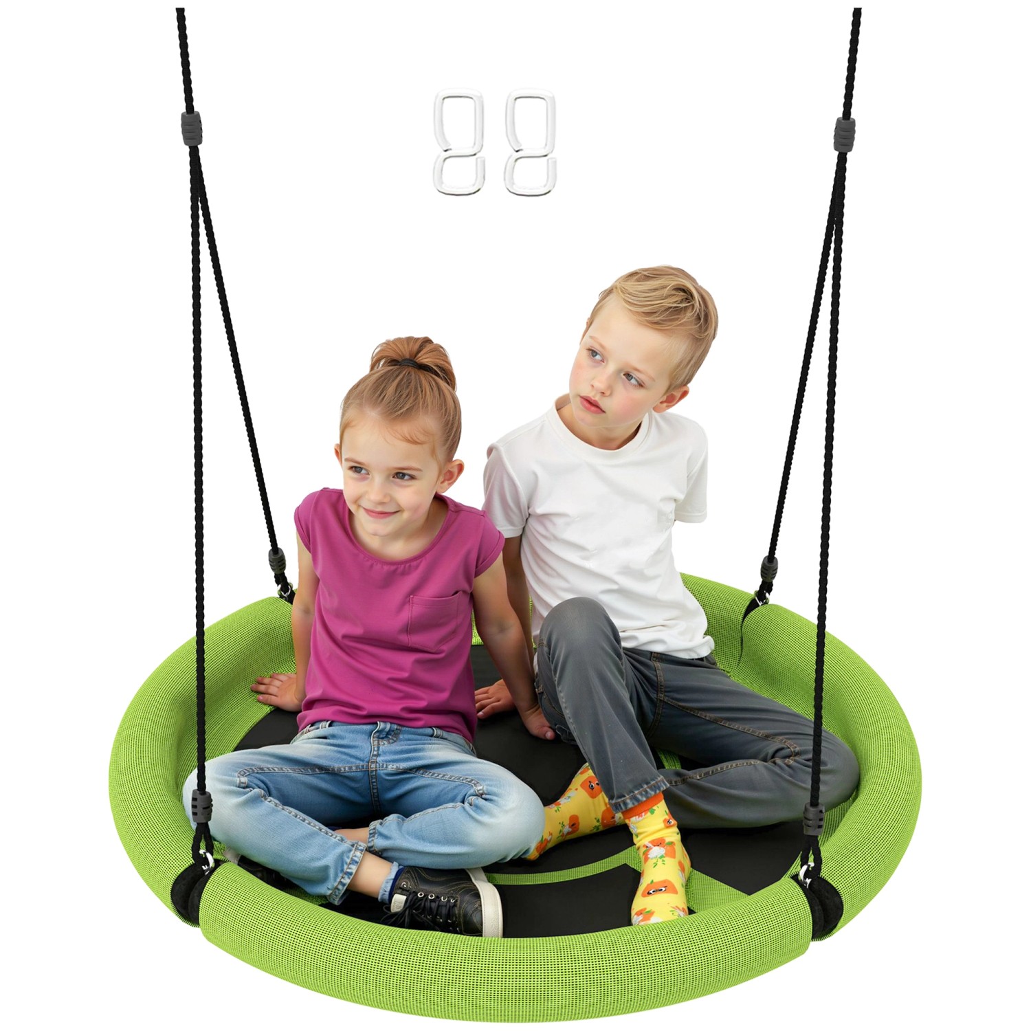 AIYAPLAY Kinderschaukel  Stahl PE Schwarz 98L x 98B x 190H cm