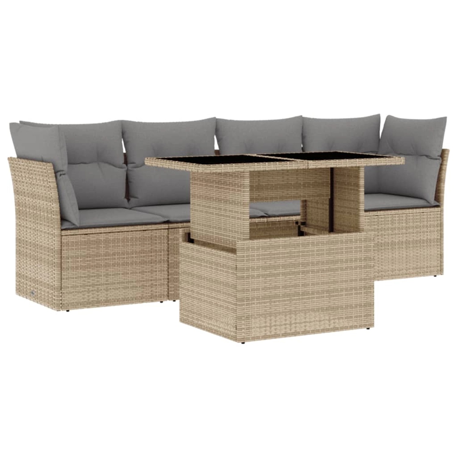 vidaXL 5-Tlg Garten-Sofagarnitur mit Kissen Beige Poly Rattan 3266349 günstig online kaufen