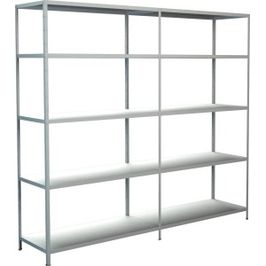 Schulte Regal Set: Steckregal und Anbauregal, weiß, 200x220x50cm, Metallregal mit 5 Böden.