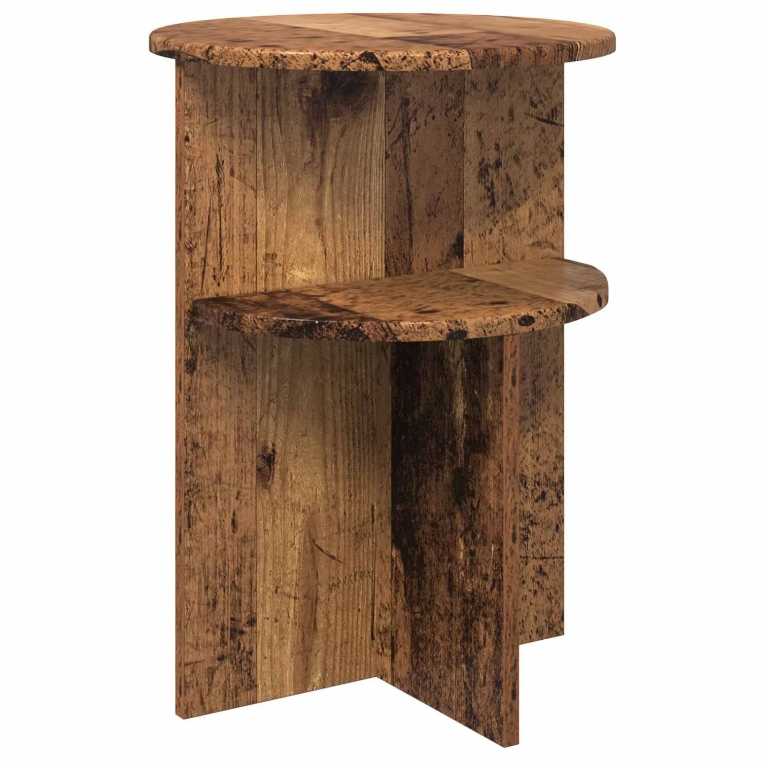 vidaXL Beistelltisch mit Speicher Altholz Ø 39,5 x 55 cm Holzwerkstoff 8001026