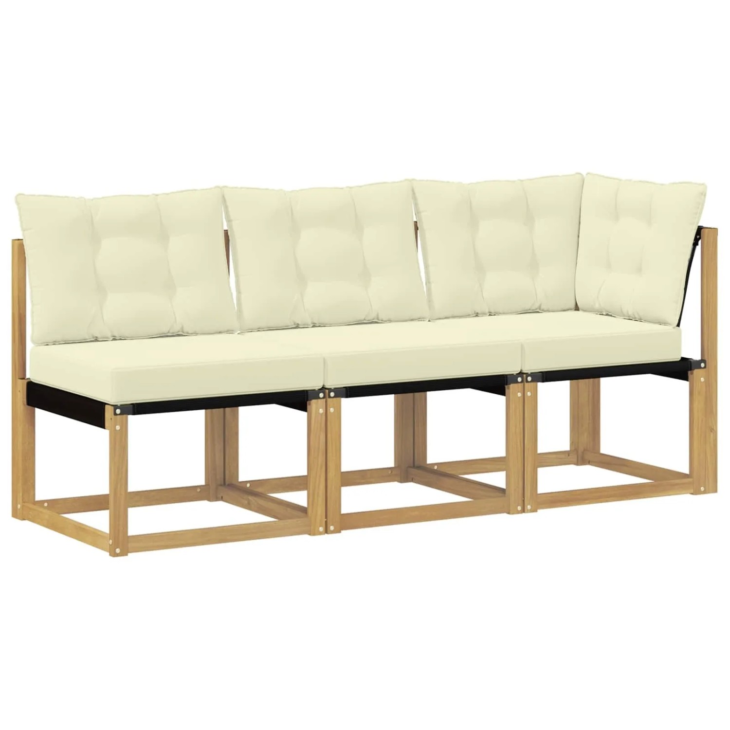 vidaXL Outdoor Mittel- und Ecksofa mit Kissen 3 Stück Weiß 901621