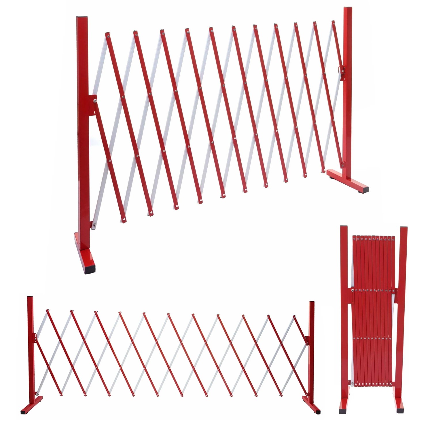 MCW Absperrgitter B34 Ausziehbar Alu Rot-Weiß Höhe 103cm Breite 37-300cm