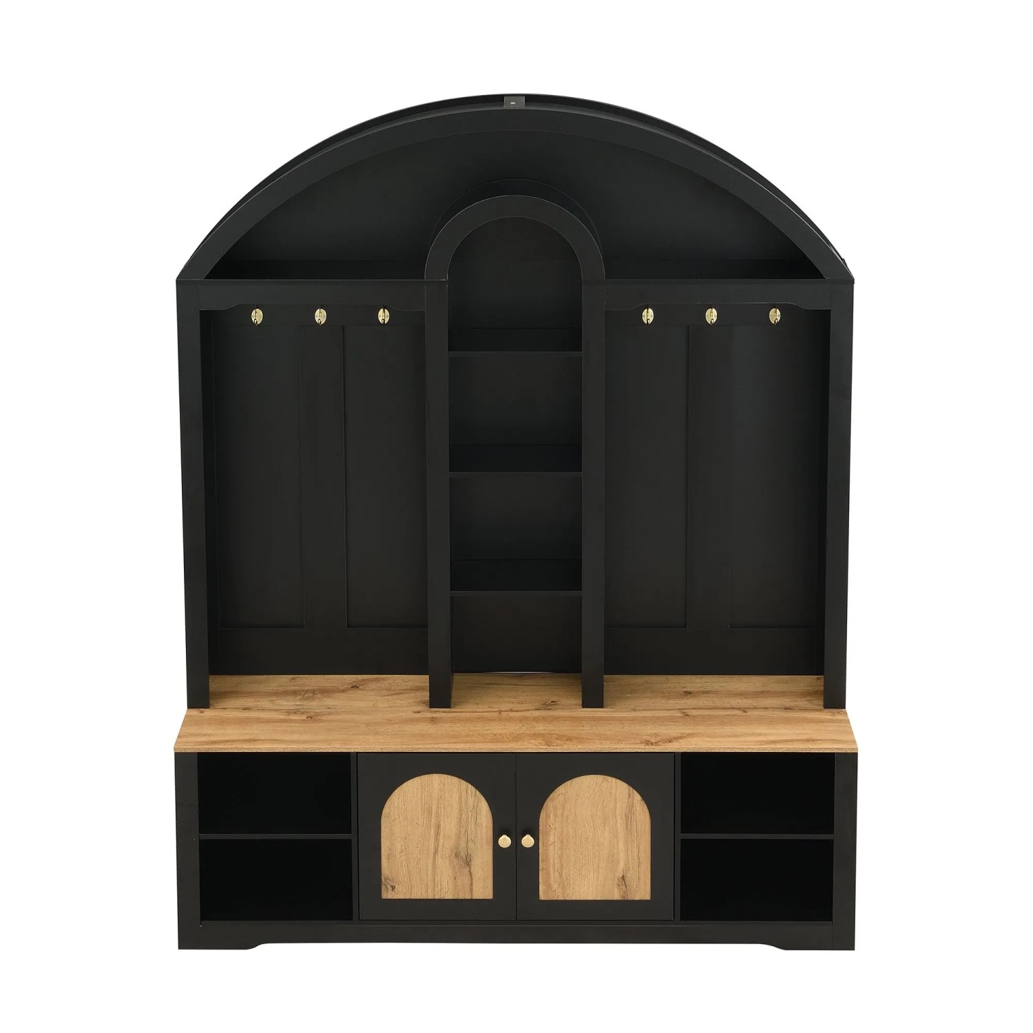 ModernLuxe Garderobe mit Schuhablage Ablagen Haken 2 Türen MDF Schwarz