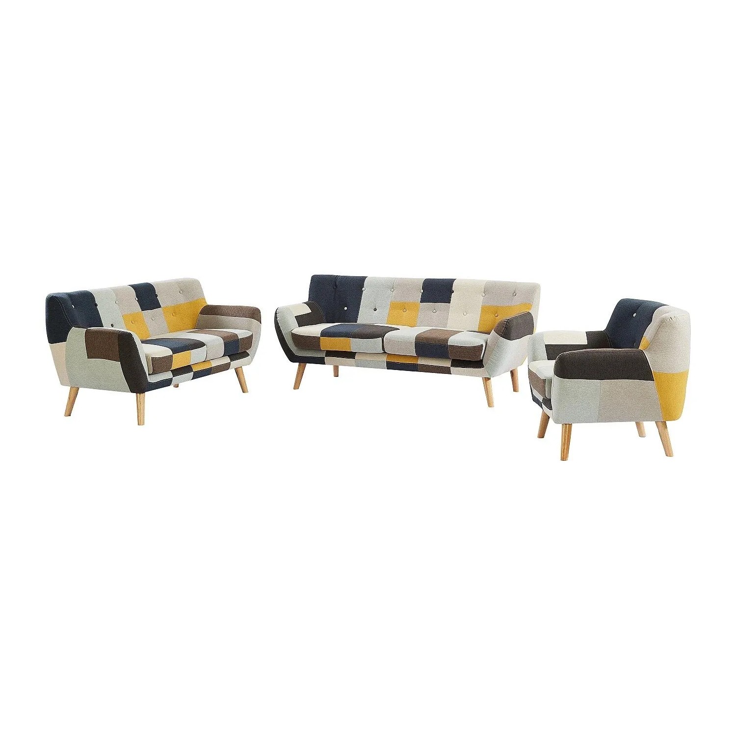 Vente-unique Couchgarnitur Mit Sessel Serti Mehrfarbig 188 cm  158 cm  88 cm