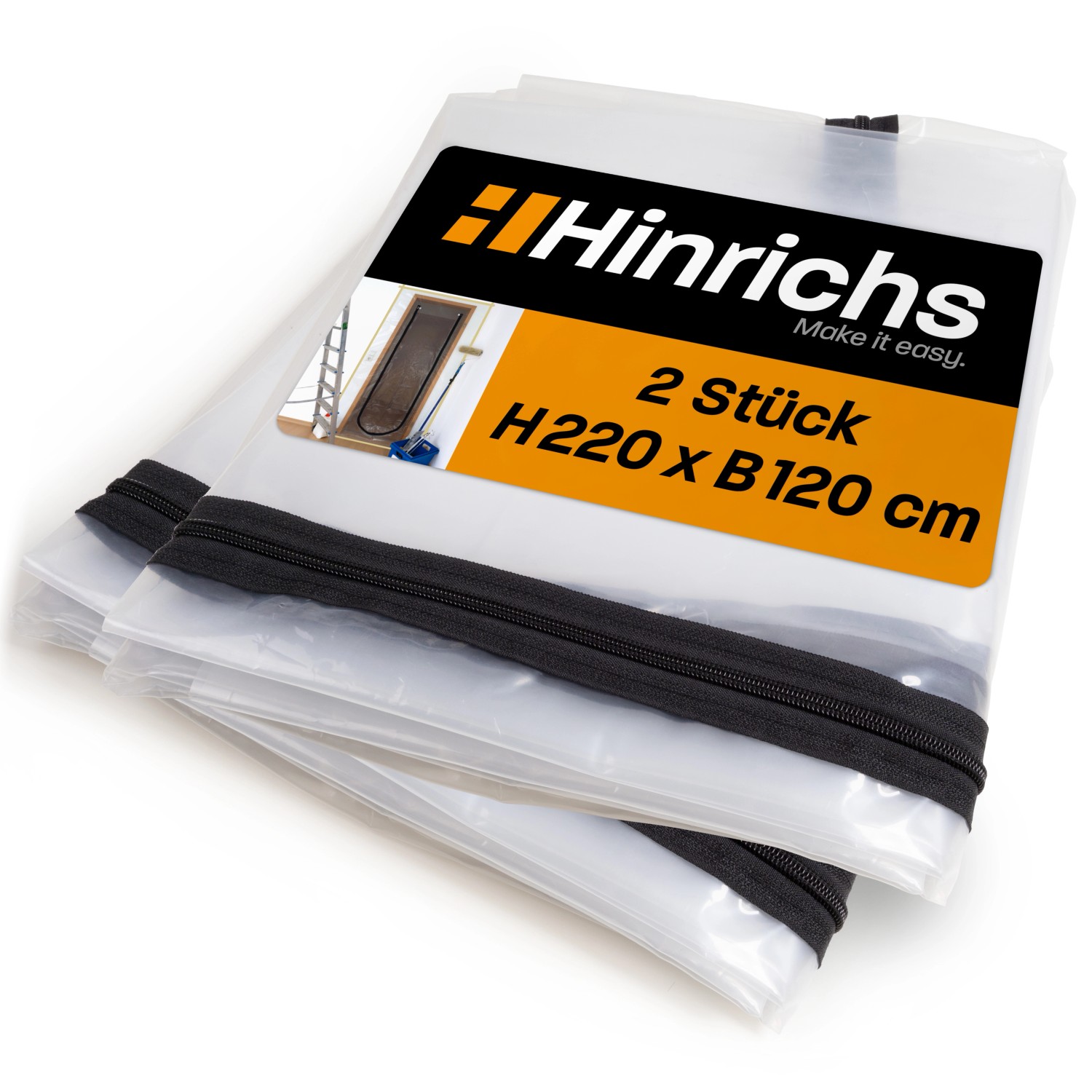 Hinrichs Staubschutztür mit Reißverschluss 220 x 120 cm Transparent günstig online kaufen