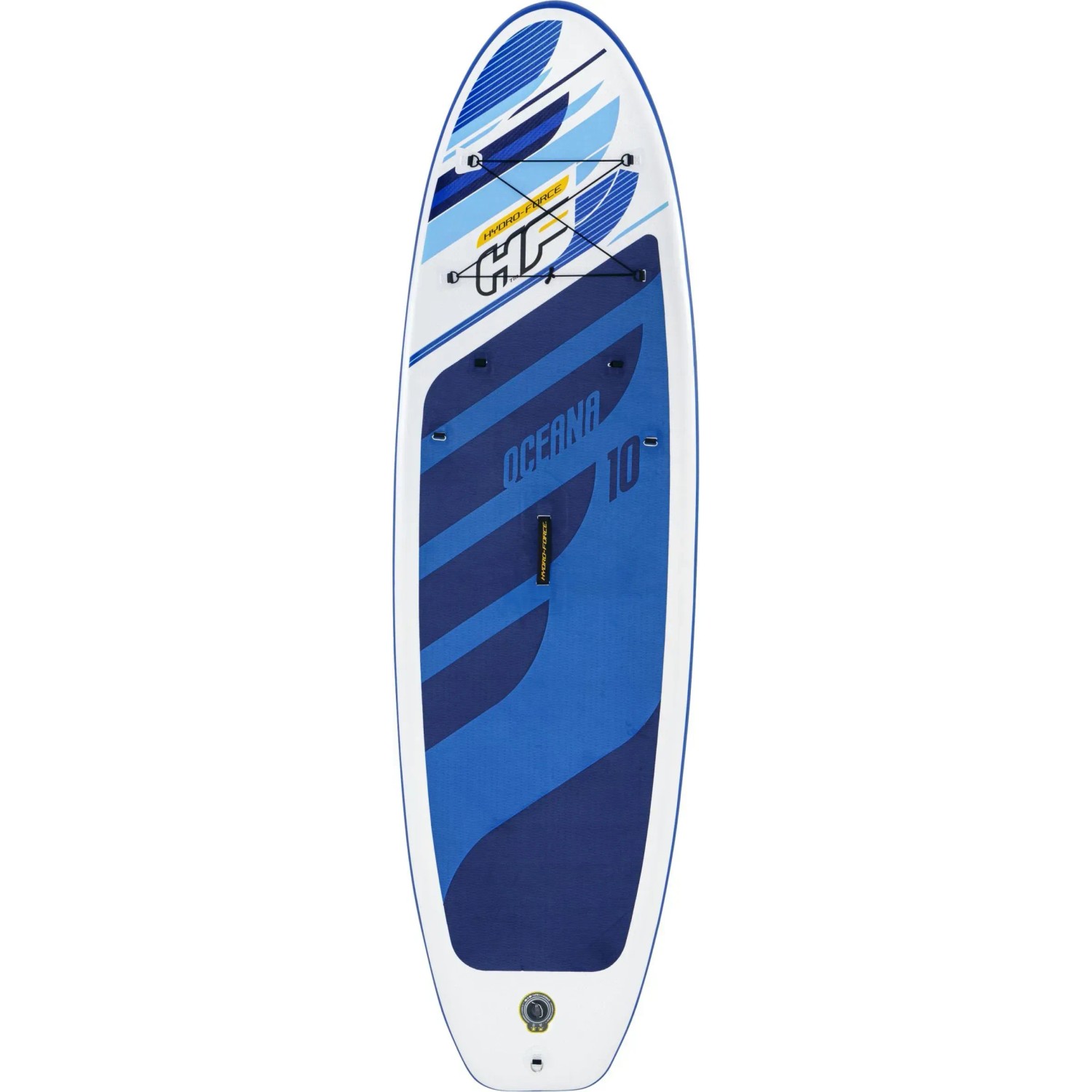 Bestway Oceana Cabrio Stand Up Paddle Board Set in Blau und Weiß mit Anti-Rutsch-Belag.