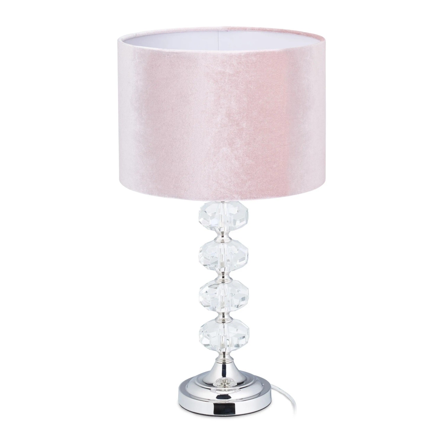 Relaxdays Tischlampe Kristall Samt Rosa 47 cm x 26 cm 1,7 kg