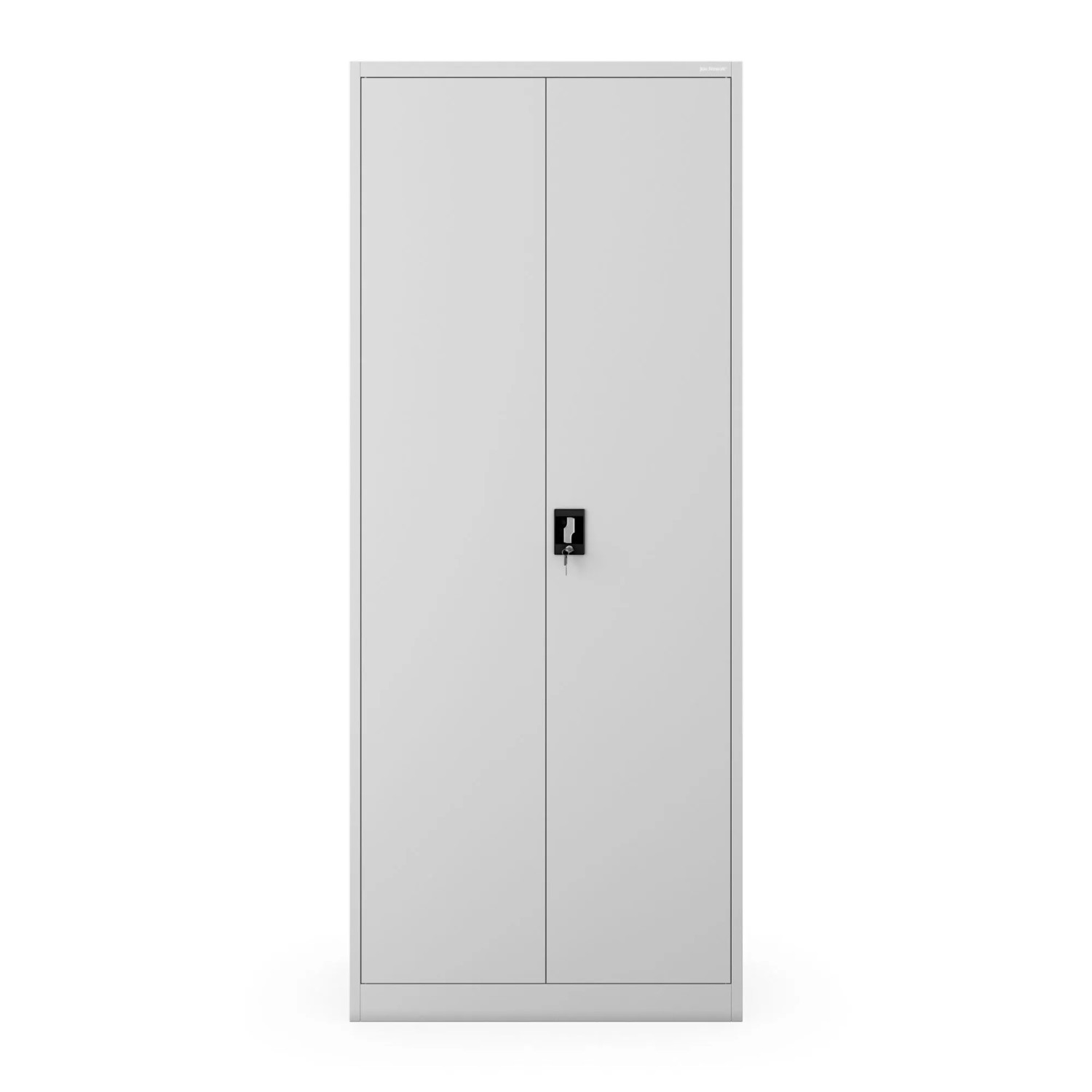 Grauer, abschließbarer JAN NOWAK Hauswirtschaftsschrank DAWID H2200, 220x90x45 cm, Büroschrank.
