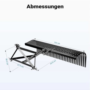 Wiltec Rasentraktor Heuharke 152Cm Heurechen Rechen Laubrechen Gartenrechen