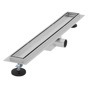 LuxeBath Duschrinne, 60 cm, befliesbar, extra flach, Edelstahl silber. Duschzubehör für barrierefreies Bad.