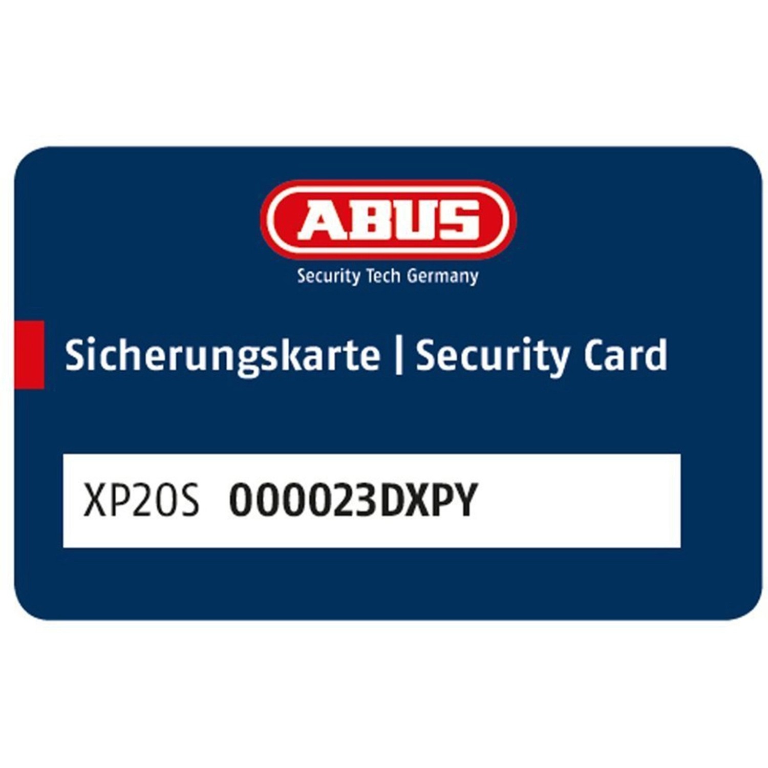 Abus Sicherungskarte für Türzylinder XP20S, zur Anfertigung von Zylindern und Schlüsseln.