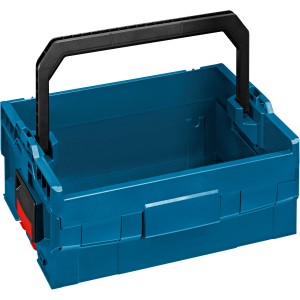 Offene, blaue Bosch Professional LT-Boxx 170 Werkzeugbox mit schwarzem Tragegriff.