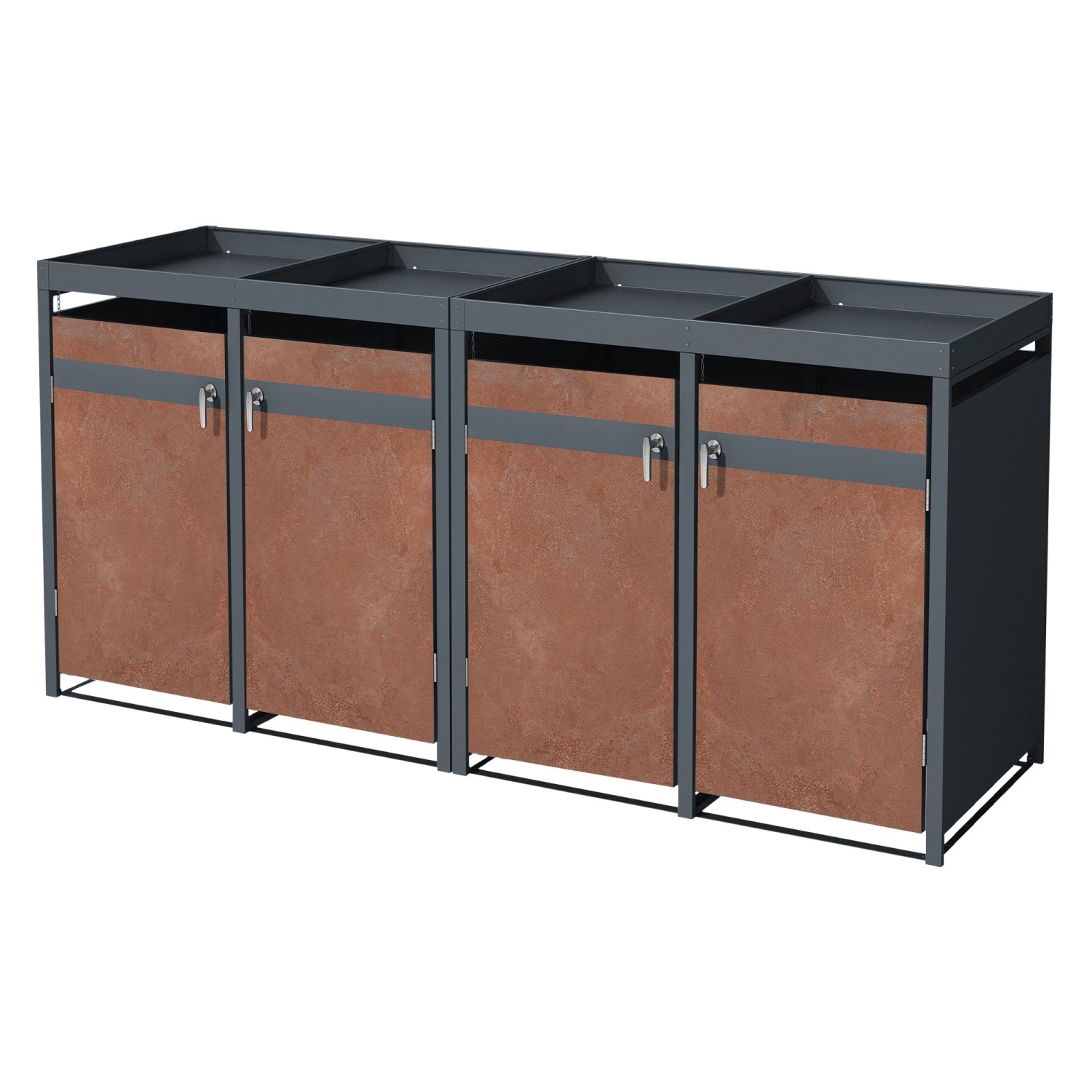ML-Design Mülltonnenbox 4Er Pflanzdach 264x80x116,3cm Anthrazit-Rost günstig online kaufen