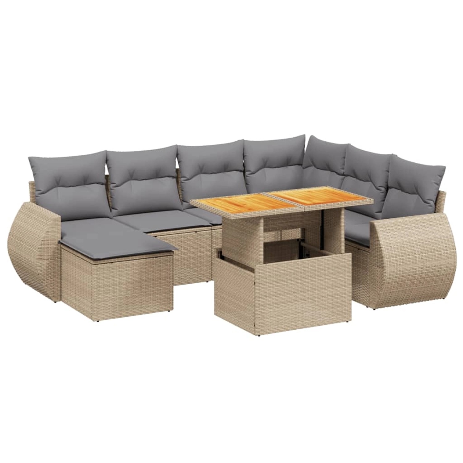 vidaXL 8-Tlg Garten-Sofagarnitur mit Kissen Beige Poly Rattan 3272312 günstig online kaufen