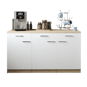 Respekta Küchenmöbel-Set Merle 13, 150 cm, Weiß, mit drei Unterschränken und Arbeitsplatte.