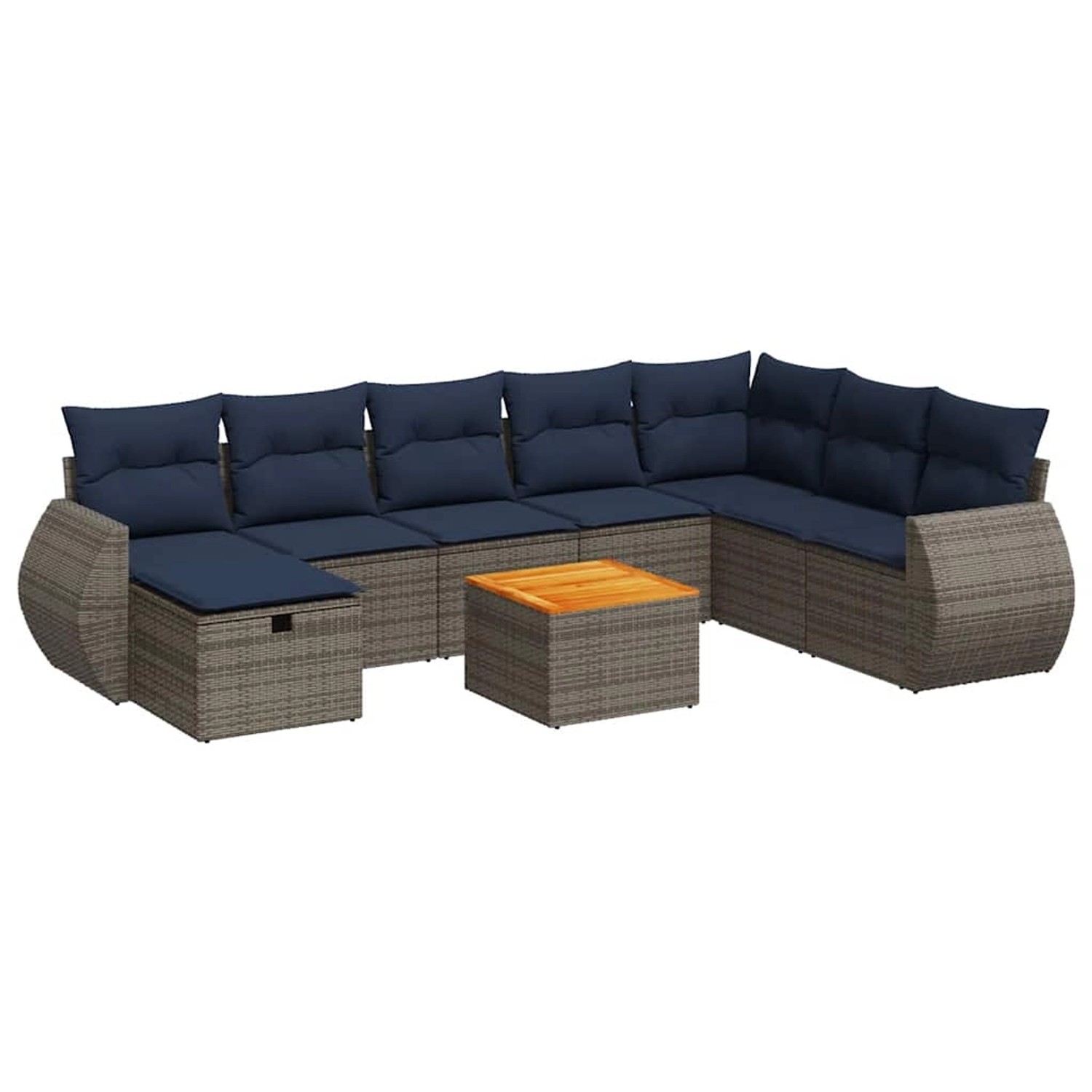 vidaXL 9-Tlg Garten-Sofagarnitur mit Kissen Grau Poly Rattan 3325862 günstig online kaufen