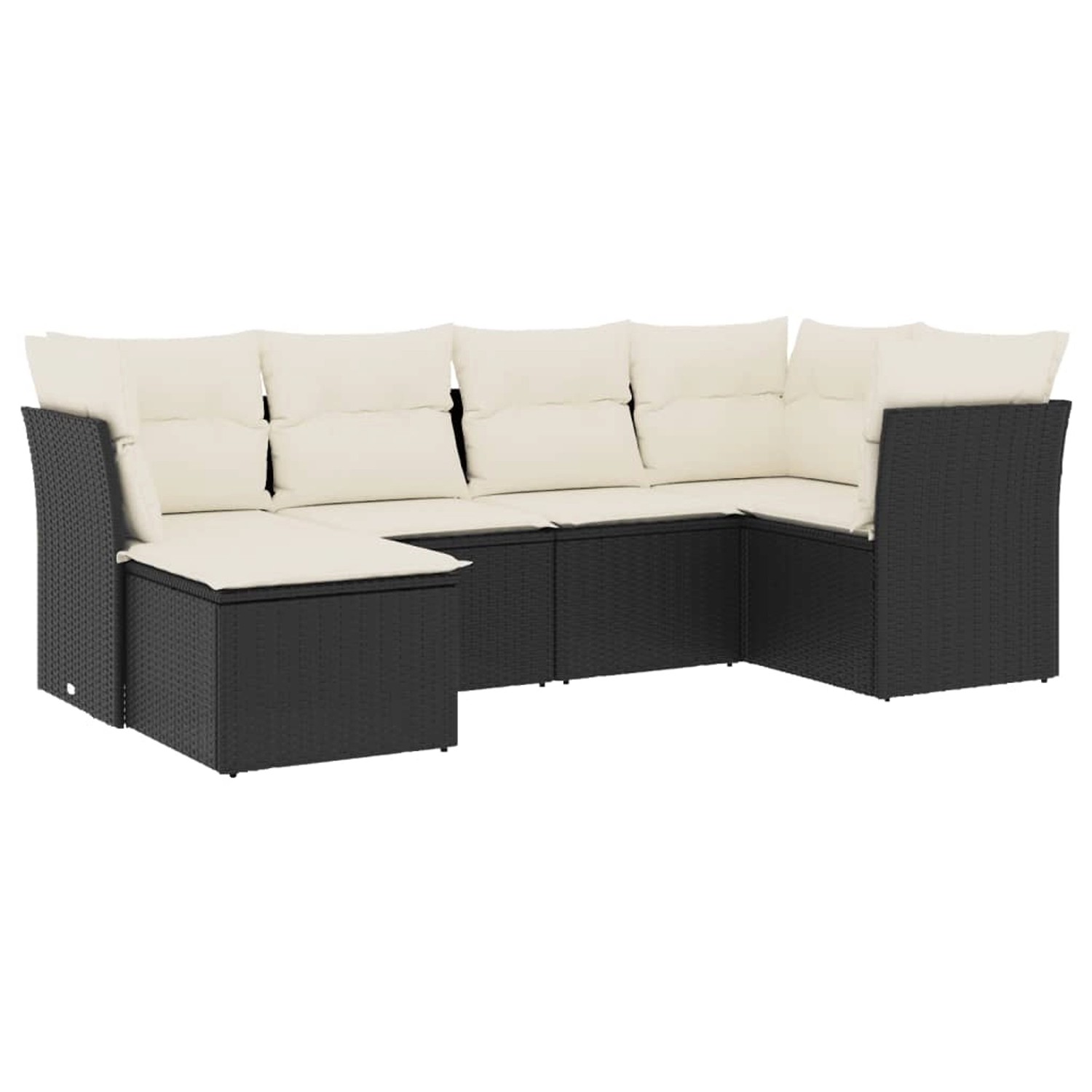 vidaXL 6-Tlg Garten-Sofagarnitur mit Kissen Schwarz Poly Rattan 3217946 günstig online kaufen