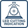 Symbol für LED-Schnittlinienanzeige der Bosch Kapp- und Gehrungssäge für präzise Schnitte.