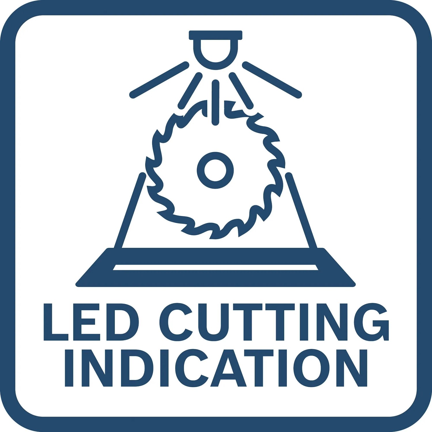 Symbol für LED-Schnittlinienanzeige der Bosch Kapp- und Gehrungssäge für präzise Schnitte.