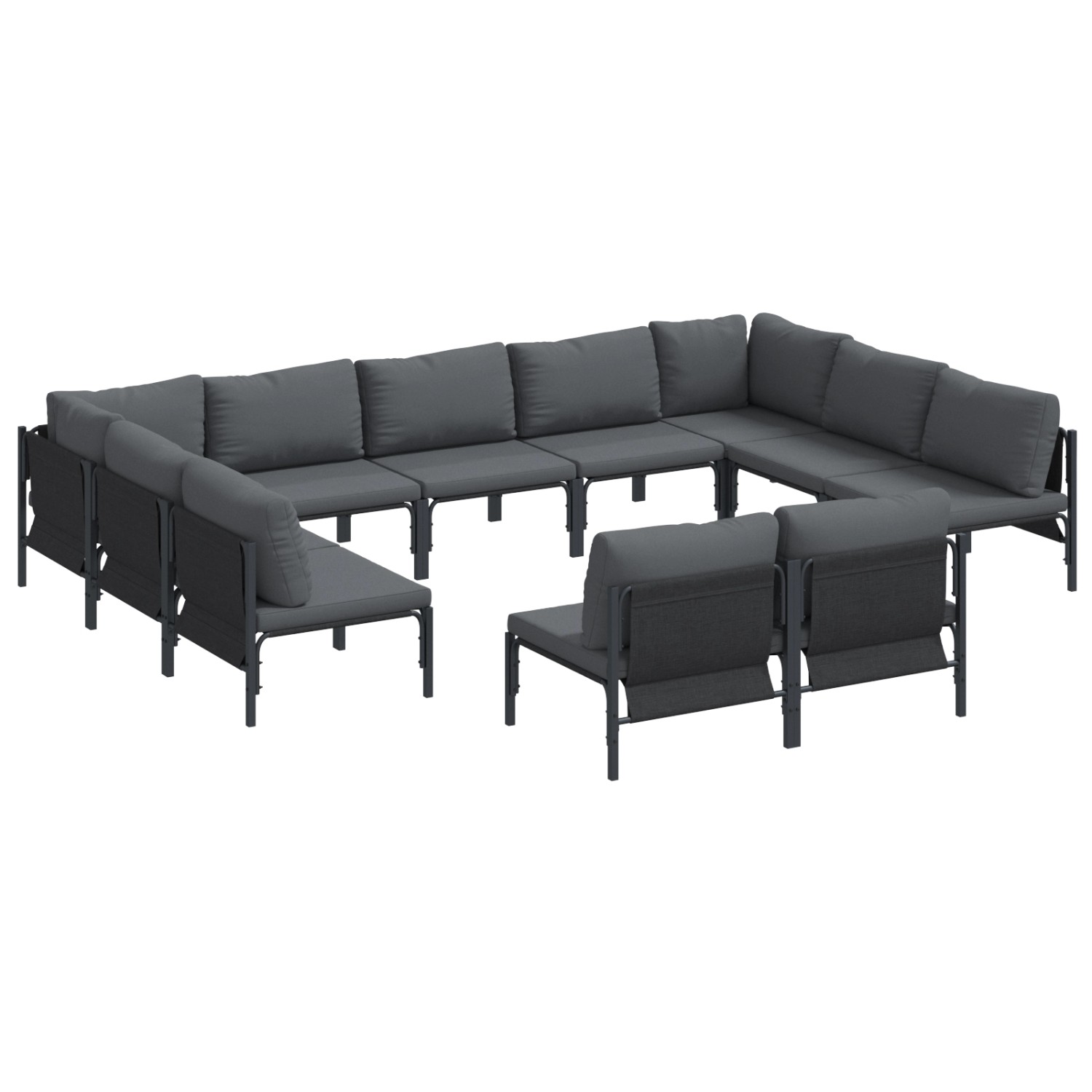 vidaXL Garten-Sofa-Set 11-Tlg Anthrazit Stahl 3379018 günstig online kaufen