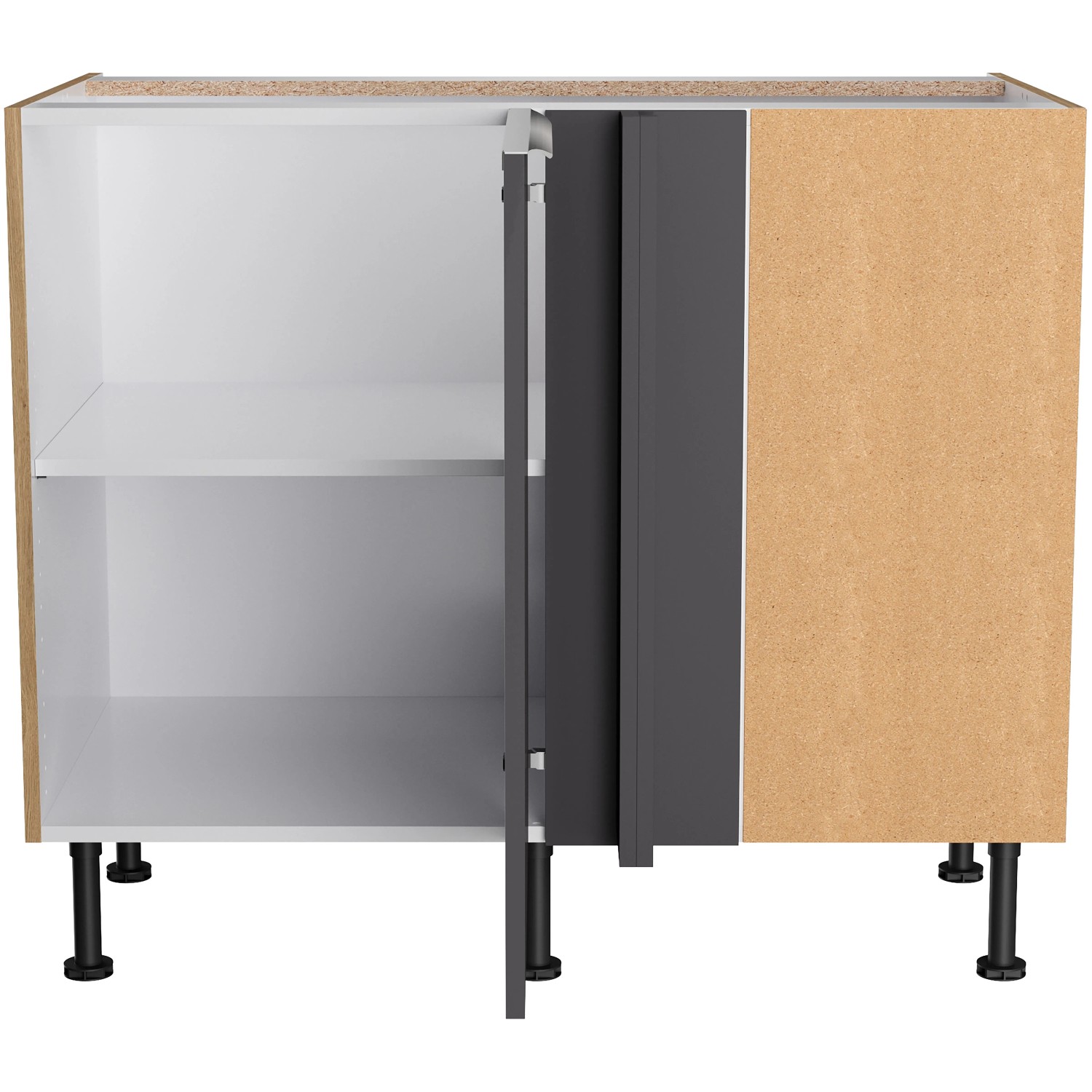 Optifit Eckunterschrank Linus984, 100/65 cm, Anthrazit/Wildeiche, mit Tür und Einlegeboden.