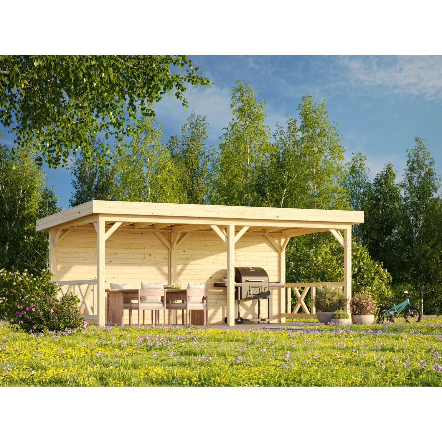 Palmako Pavillon Lenna Set 308 588 x 300 cm Lackiert Weiß FSC® günstig online kaufen