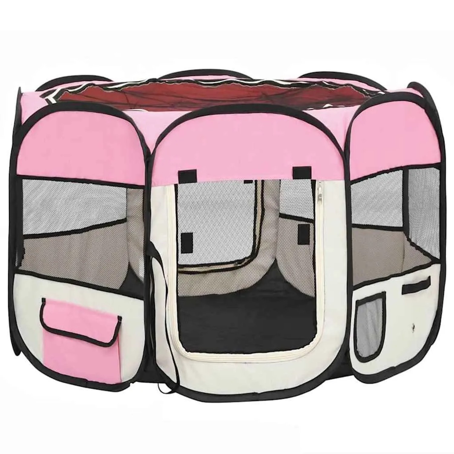 vidaXL Faltbarer Welpenlaufstall mit Tragetasche Rosa 90x90x58 cm 171009