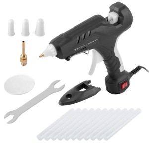 STAHLWERK Heißklebepistole HKP-100DT ST Set mit Zubehör und Klebesticks.