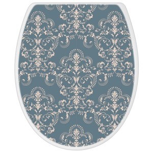 Banjado WC-Sitz Royal Creme Blau mit Absenkautomatik, Duroplast, Motiv, einfache Montage.