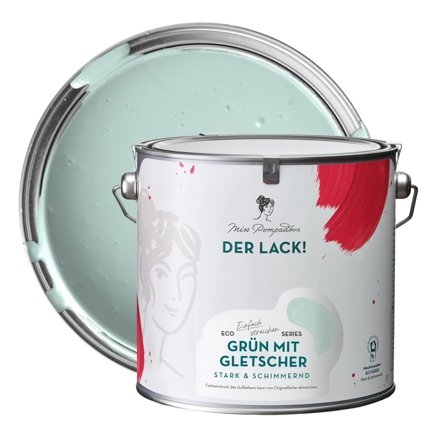 MissPompadour Holzfarbe Grün mit Gletscher 2,5L Seidenmatte Möbelfarbe Innen & Außen