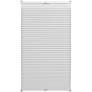 Weißes Gardinia EasyFix Plissee 40x130 cm mit Bedienschienen für Fenster.