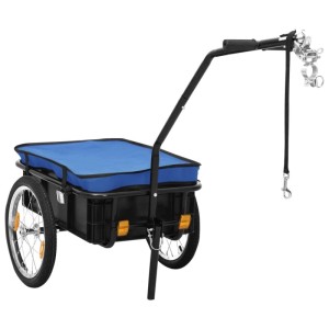 Blauer DELUKE Fahrrad Lastenanhänger SHARK, Transportanhänger mit Reflektoren bis 50kg.