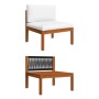 vidaXL Garten-Lounge-Set, 7-teilig, Akazienholz, cremefarbene Kissen, mit Seilrückenlehne.
