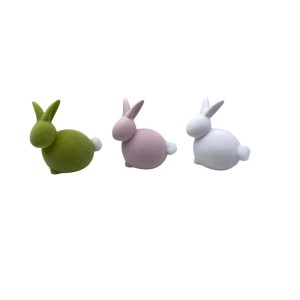 Boltze Dekofigur Hopsy, 3er Set Hasen in Grün, Rosa und Weiß, Deko für Ostern.