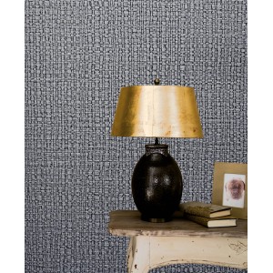 Marburg Vliestapete Vintage Deluxe mit Flechtmuster in Anthrazit-Silber an der Wand.