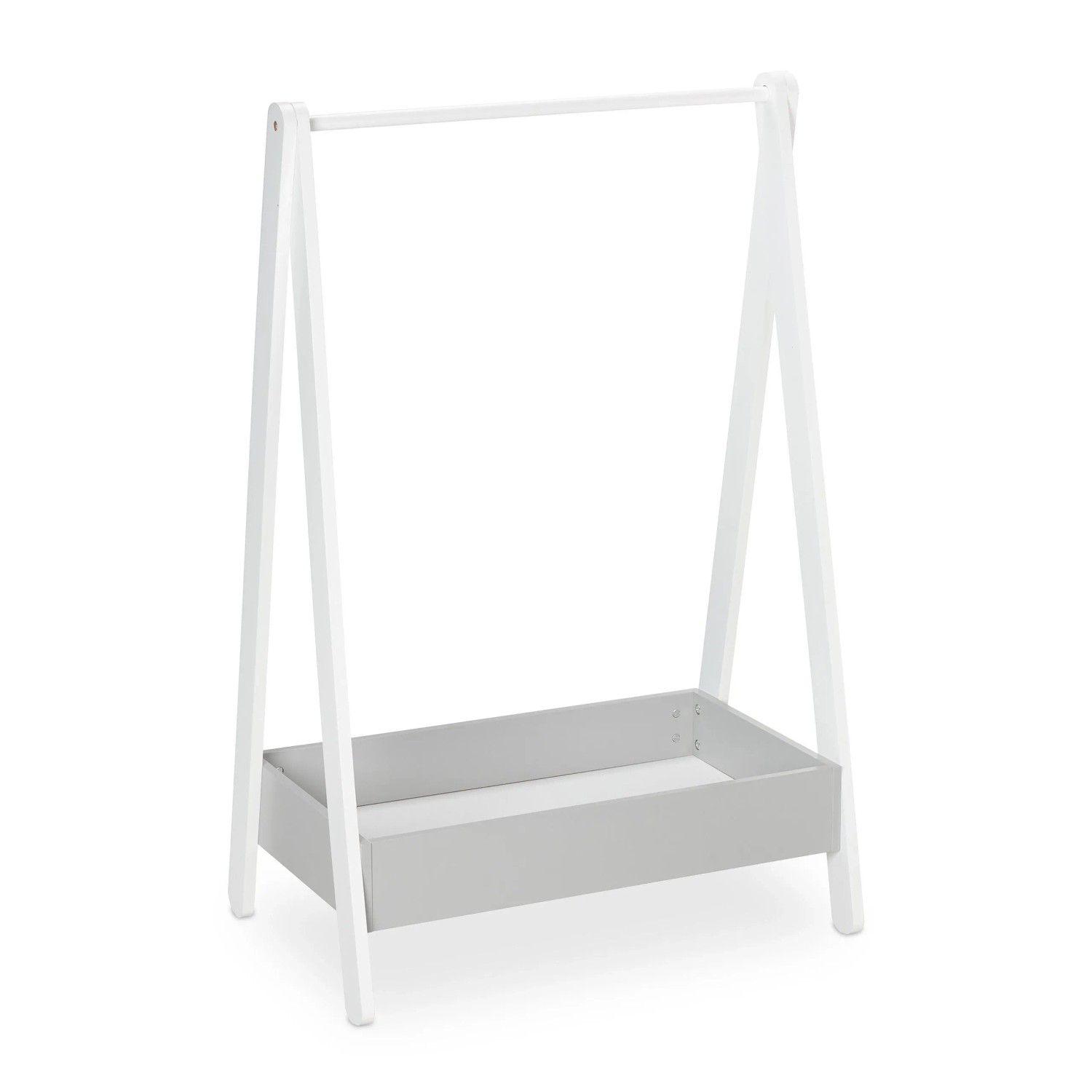 Relaxdays Kleiderständer für Kinder MDF Kiefernholz Weiß Grau Freistehend 99 cm x 63,5 cm x 42 cm 4,9 kg
