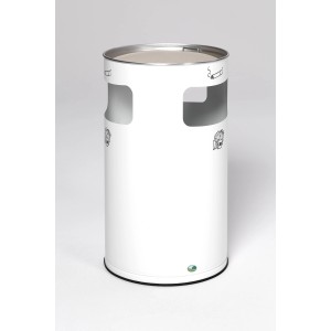 PROREGAL Klassischer Kombiascher Rund HxBxT 76 x 42 x 42 cm Verzinkter Stahl Weiß