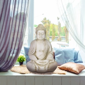 Relaxdays Buddha Figur Polyresin Creme Wetterfest 70 cm x 45 cm x 35 cm 7,5 kg