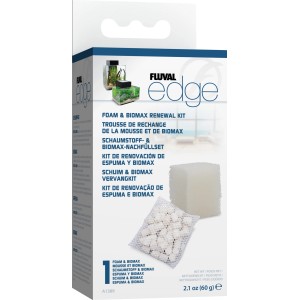 Fluval Edge Filter Nachfüllset: Schaumstoff und BioMax für sauberes Aquariumwasser.