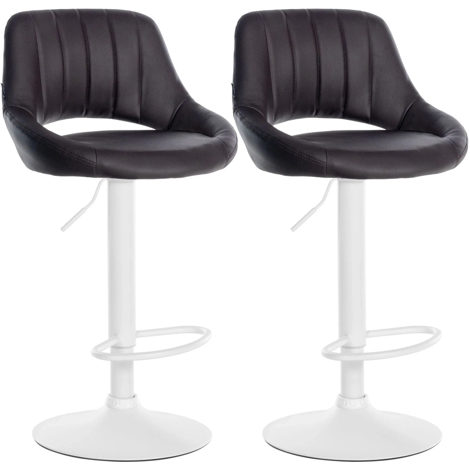 CLP 2er Set Barhocker Milet Kunstleder Metall Matt Weiss/Braun