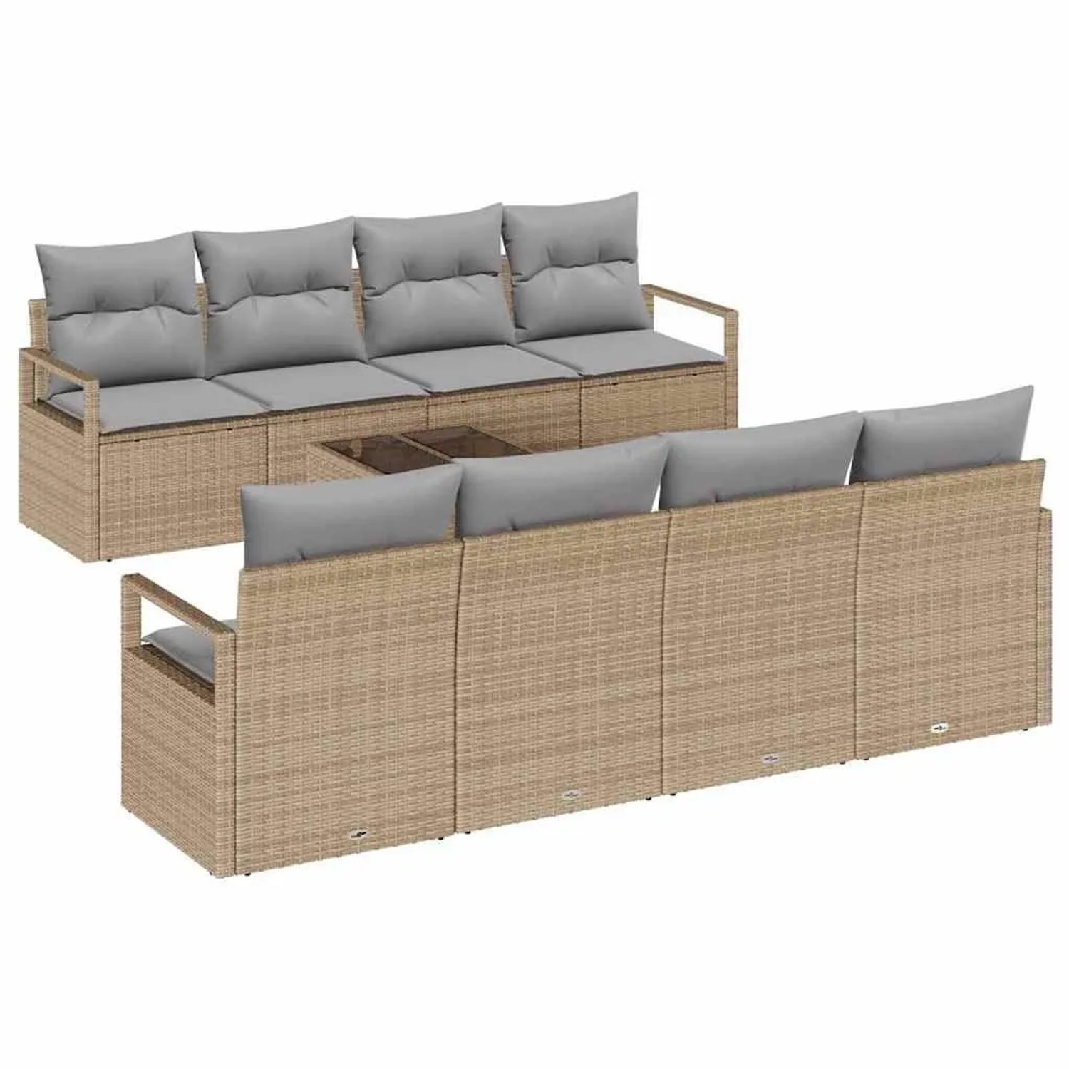 vidaXL Gartensofa-set mit Kissen 9-Tlg Beige und Grau Poly-Rattan 3354979 günstig online kaufen