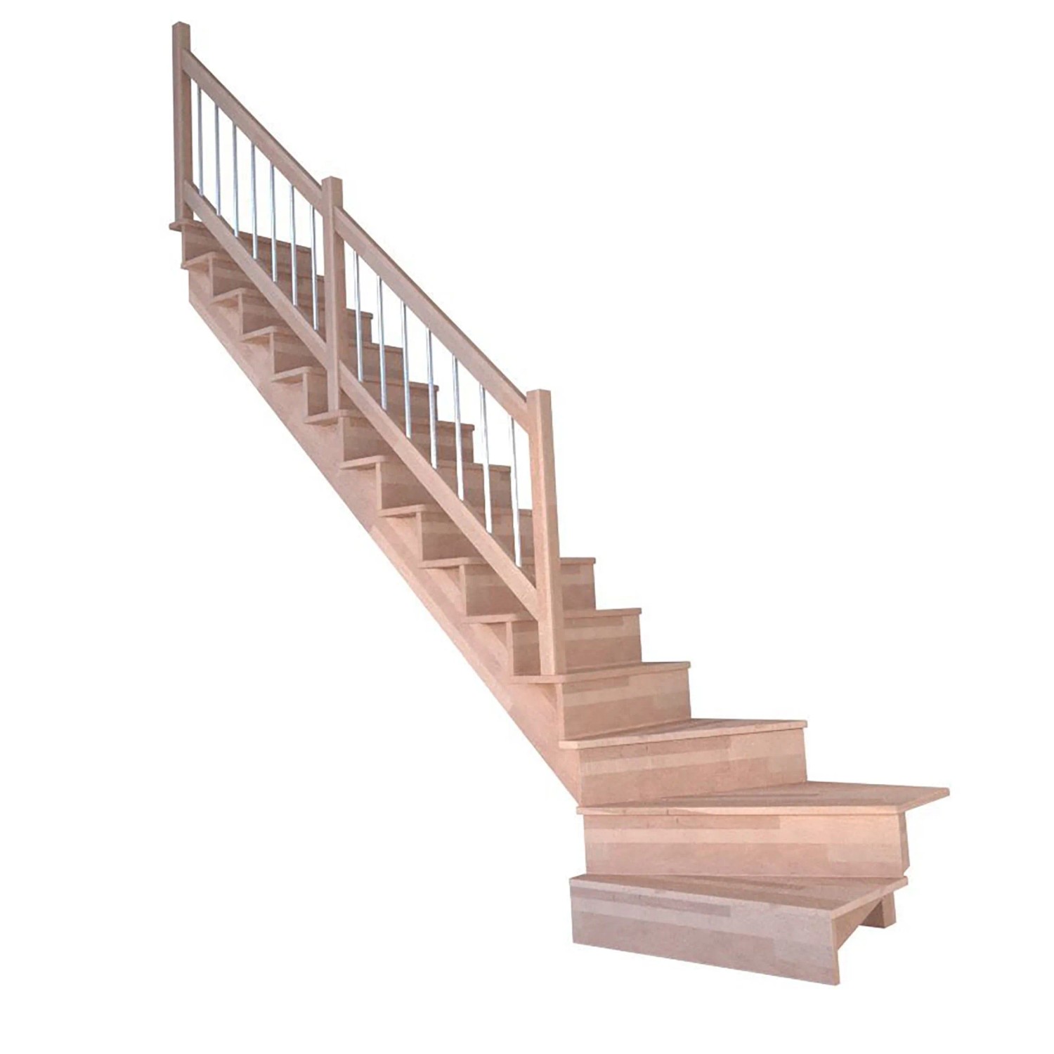 Treppe Lindos Buche Gewendelt L Setzstufen 100 cm Holz-Edelstahl-Geländer F günstig online kaufen