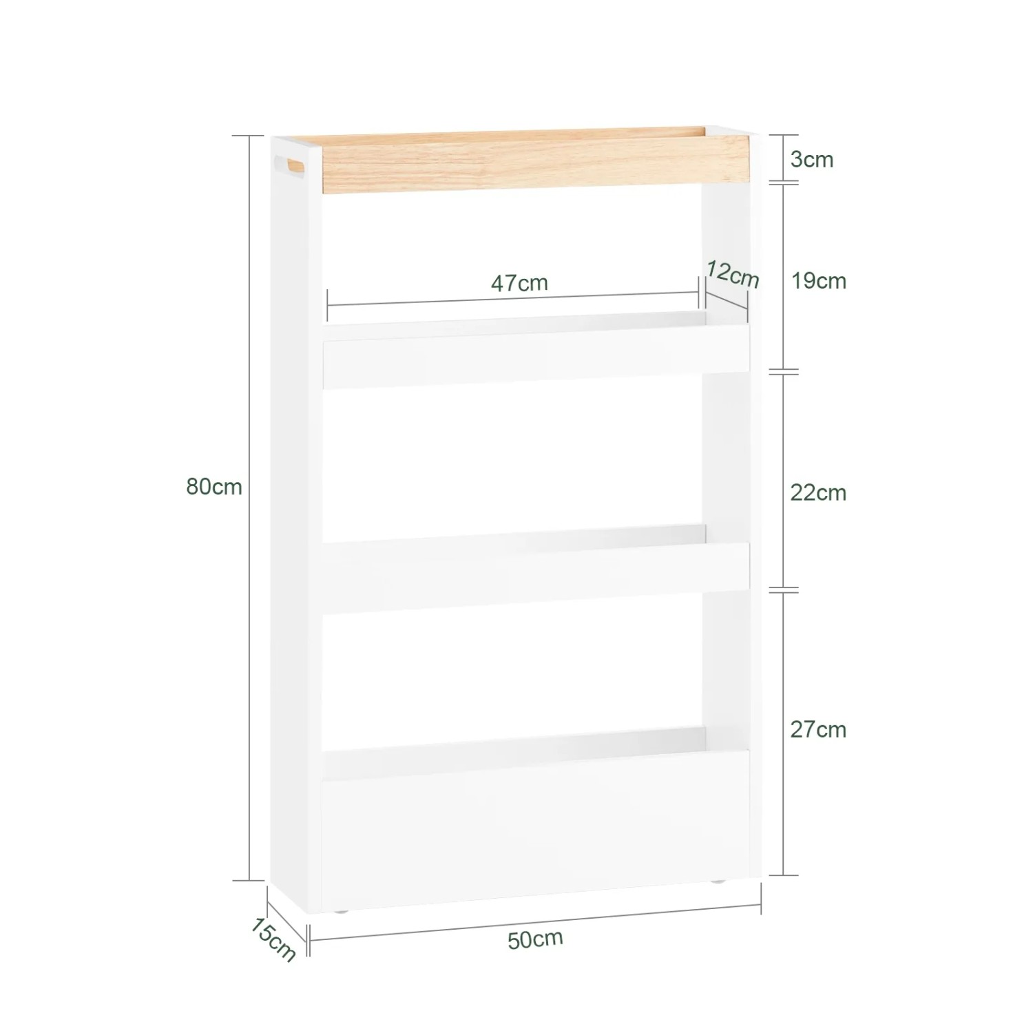 SoBuy Nischenwagen NSR12-W 15 cm breit 15 x 80 x 50 cm Weiß 4 Etagen kaufen bei OBI