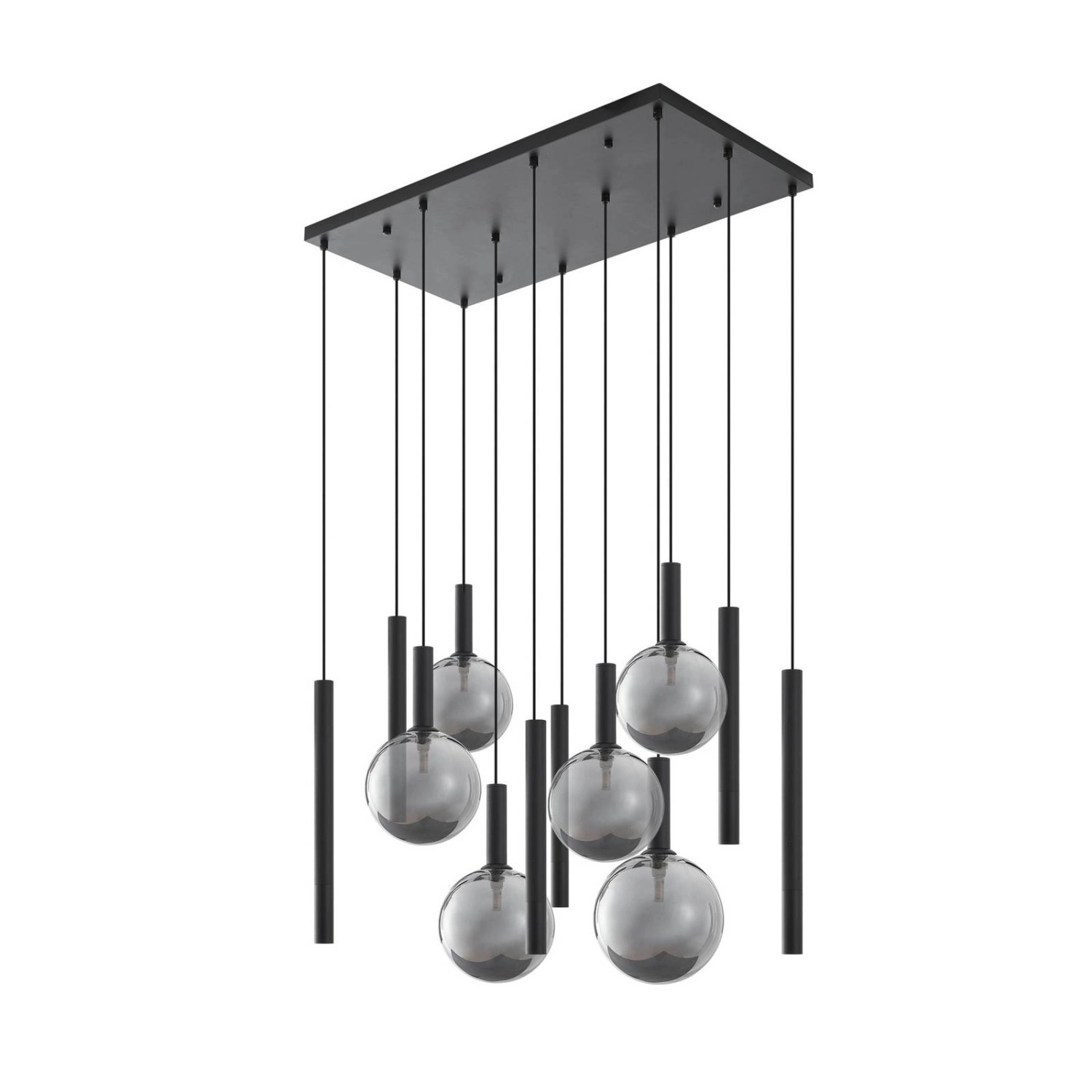 Lucande Pendelleuchte Lumavia 10042396 Modern in Schwarz aus Glas 12-flammi günstig online kaufen