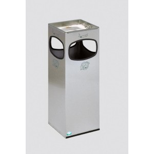 PROREGAL Kombiascher Mit Kantenschutz 4 Fach Einwurf 28,4 Liter HxBxT 66 x 25 x 25 cm Edelstahl Aschereinsatz Edelstahl