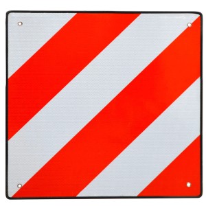 eyepower Warntafel für Italien & Spanien, 50x50cm, rot-weiß gestreift, reflektierend.