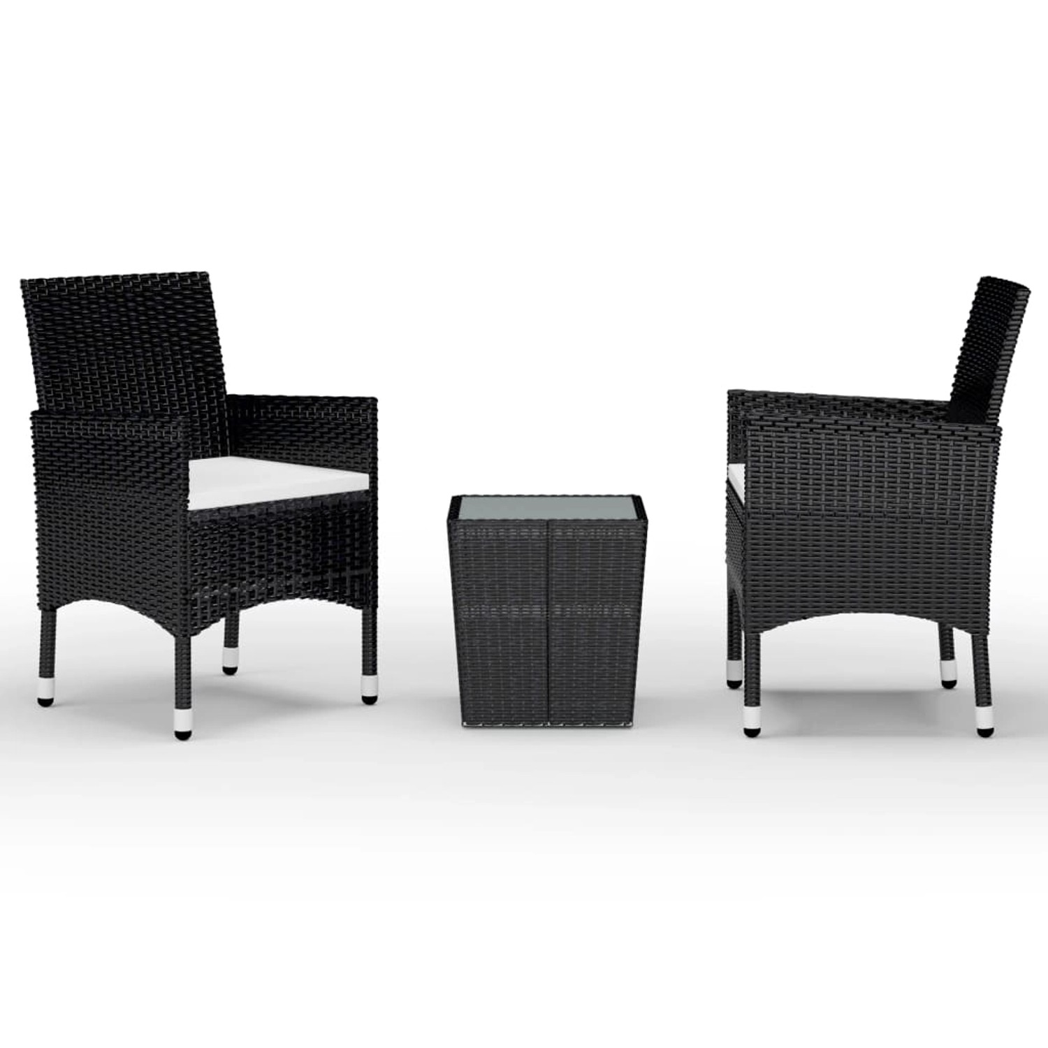 vidaXL 3-Tlg Bistro-Set Poly-Rattan und Hartglas Schwarz 3095933 günstig online kaufen