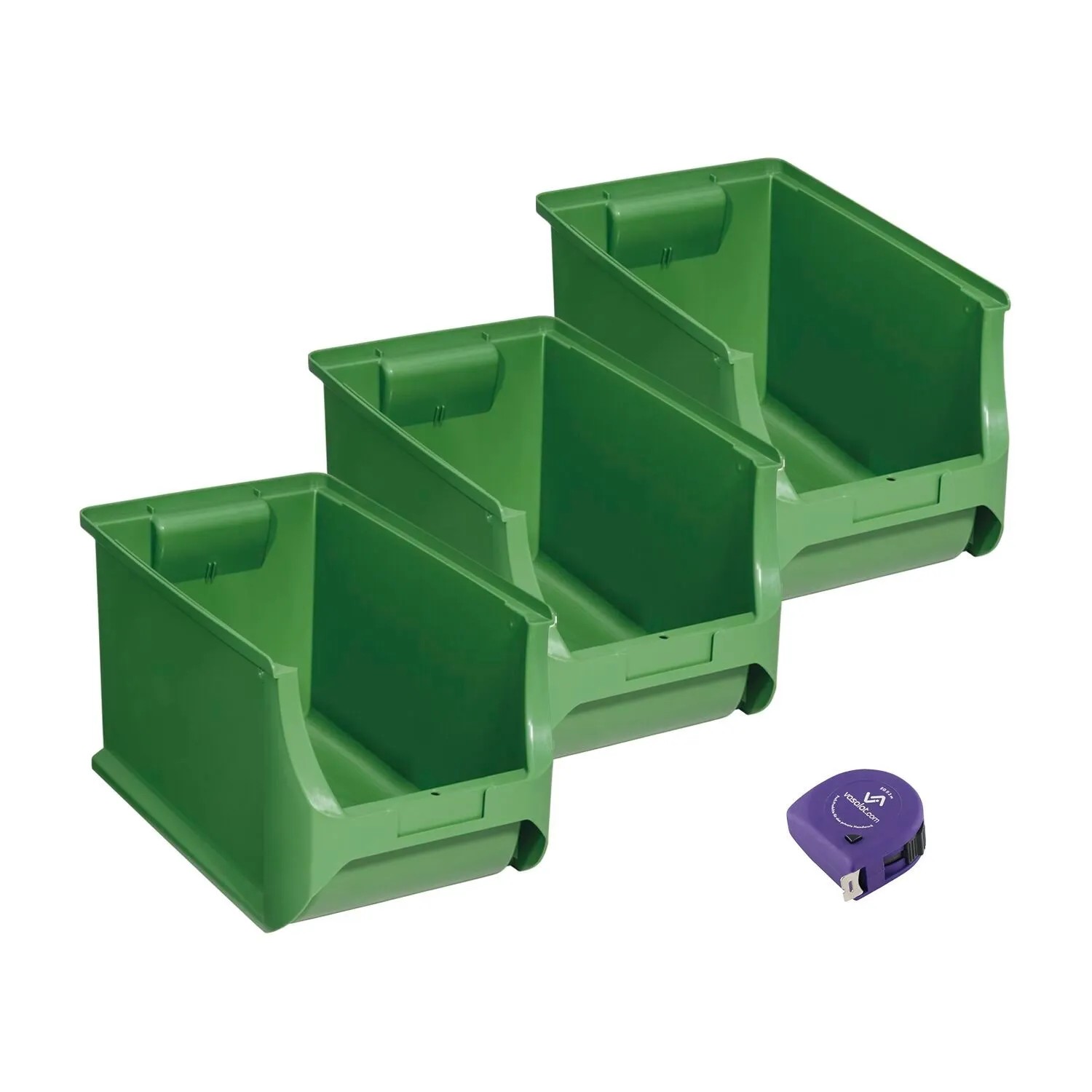 vasalat Set Stapelboxen Größe 4H 355x205x200 mm Grün 3 Stück